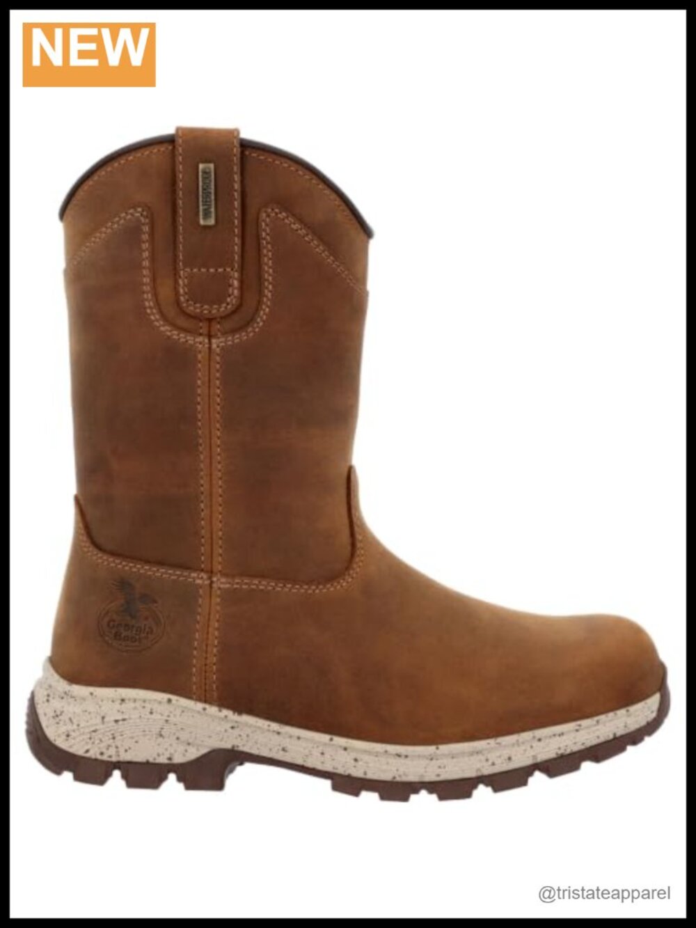 Women's Waterproof Pull-On Work Boots Leather Mid-Calf EH Safety Toe